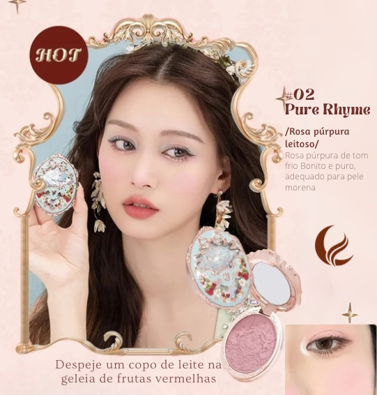 Blush Strawberry Rococo Flower Knows – Embossado com Design Vintage, Acabamento Aveludado