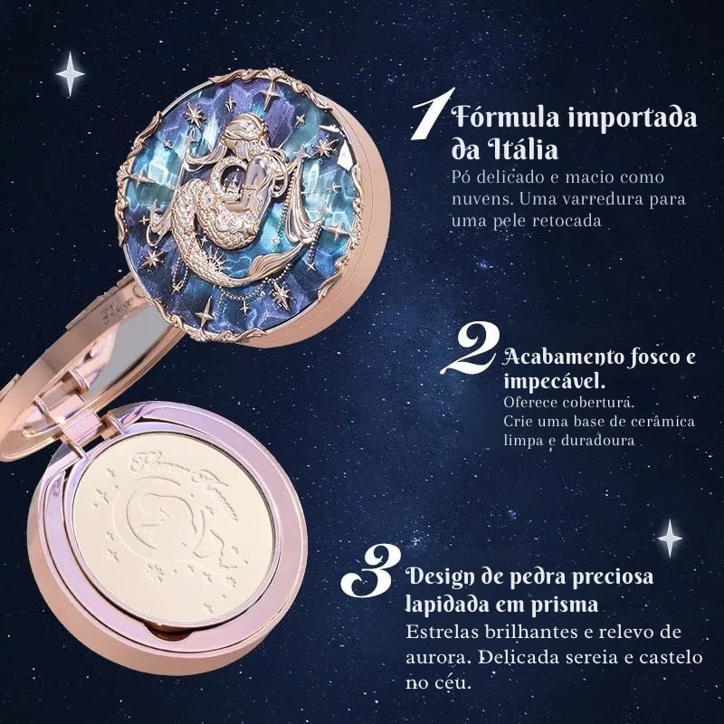 Pó Compacto Matte Flower Knows Moonlight Mermaid – Alta Fixação e Controle de Oleosidade