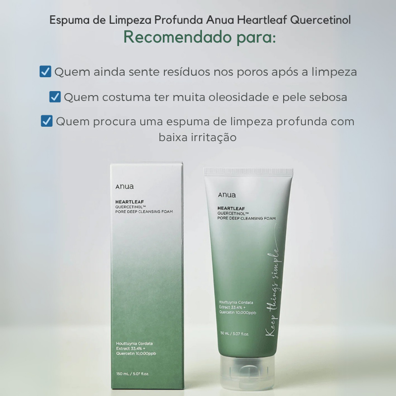 Espuma de Limpeza Anua Heartleaf Quercetinol – Redução de Poros e Controle de Acne
