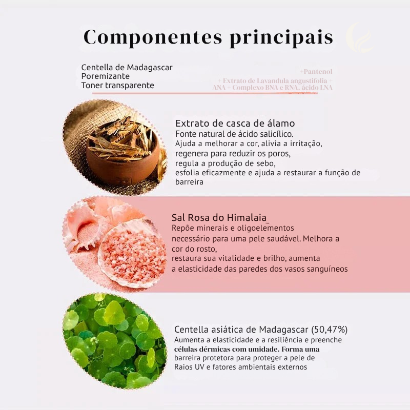 Kit Completo de Skincare Coreana com centella asiática e sal rosa