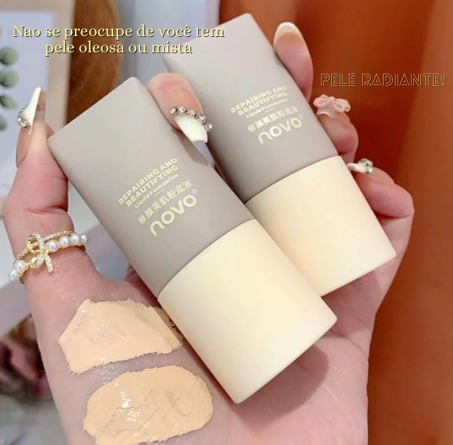 Base Líquida NOVO Soft Mist – Cobertura Alta, Glow Velvet, Longa Duração
