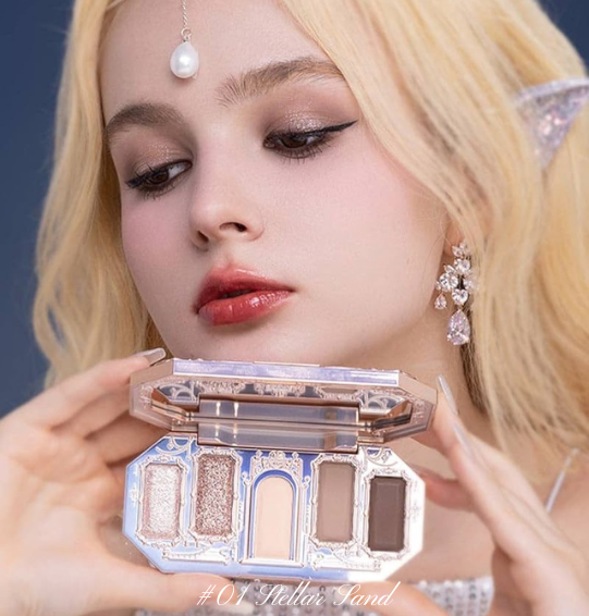 Moonlight Mermaid Palette – Flower Knows 5 Cores: Matte, Shimmer e Glitter com Efeito Camaleônico e Acabamento à Prova d’Água