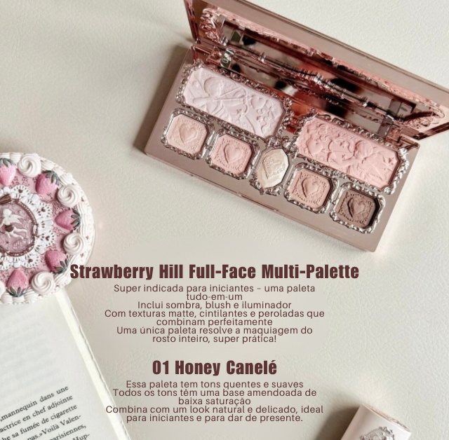Paleta Strawberry Cupid by Flower Knows – Sombras & Blush com Acabamentos Matte e Shimmer