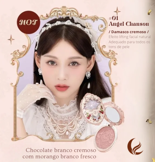 Blush Strawberry Rococo Flower Knows – Embossado com Design Vintage, Acabamento Aveludado