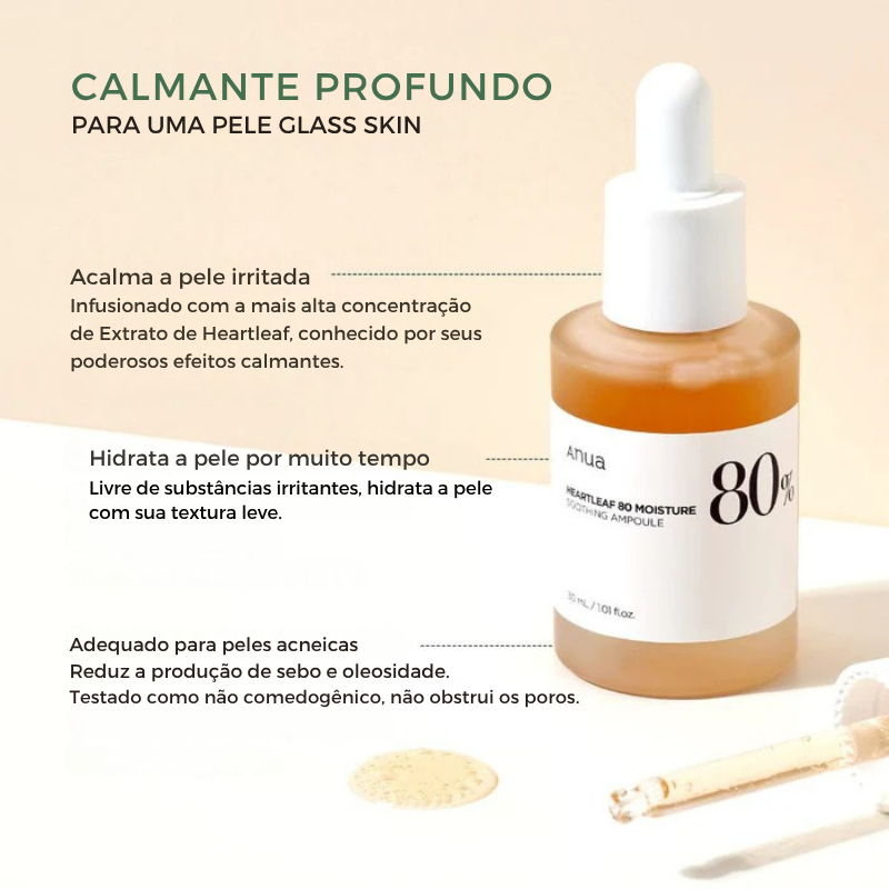 Ampola Calmante Hidratante Anua com 80% de Heartleaf