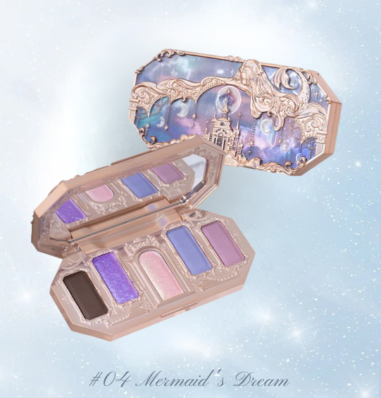 Moonlight Mermaid Palette – Flower Knows 5 Cores: Matte, Shimmer e Glitter com Efeito Camaleônico e Acabamento à Prova d’Água