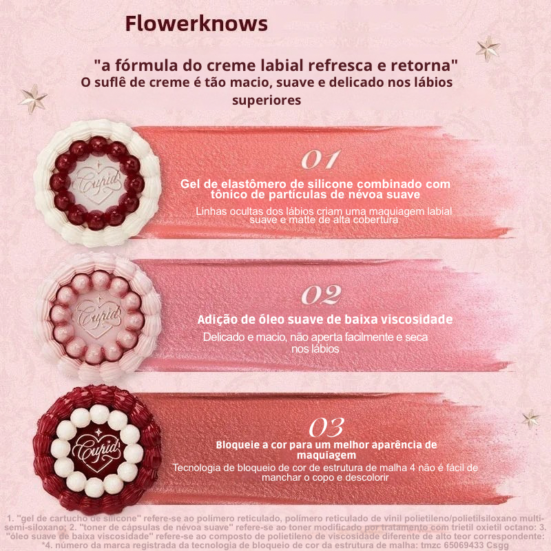 Batom Lip Cream Velvet Matte Strawberry Cupid - Flower Knows