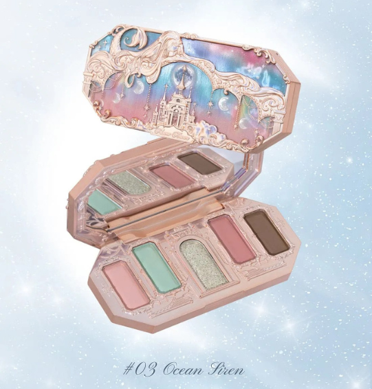 Moonlight Mermaid Palette – Flower Knows 5 Cores: Matte, Shimmer e Glitter com Efeito Camaleônico e Acabamento à Prova d’Água