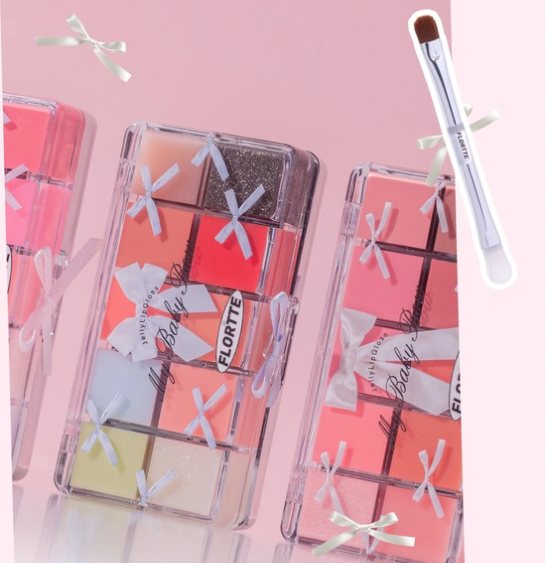 Paleta de Gloss Labial FLORTTE Peng Princess Jelly – 10 Cores Hidratantes
