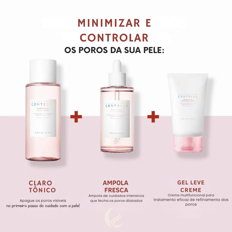 Kit Completo de Skincare Coreana com centella asiática e sal rosa