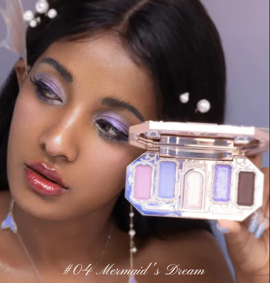 Moonlight Mermaid Palette – Flower Knows 5 Cores: Matte, Shimmer e Glitter com Efeito Camaleônico e Acabamento à Prova d’Água