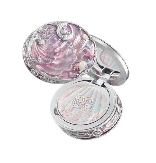 Pó Compacto Marbled Shell’s Jewel da Flower Knows com Efeito Blur e Controle de Oleosidade