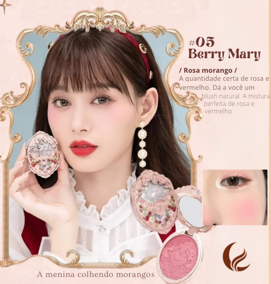 Blush Strawberry Rococo Flower Knows – Embossado com Design Vintage, Acabamento Aveludado