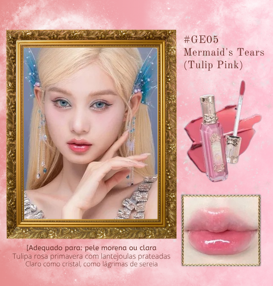 Gloss Labial Moonlight Mermaid Flower Knows – Brilho Espelhado Hidratante com Vitamina E