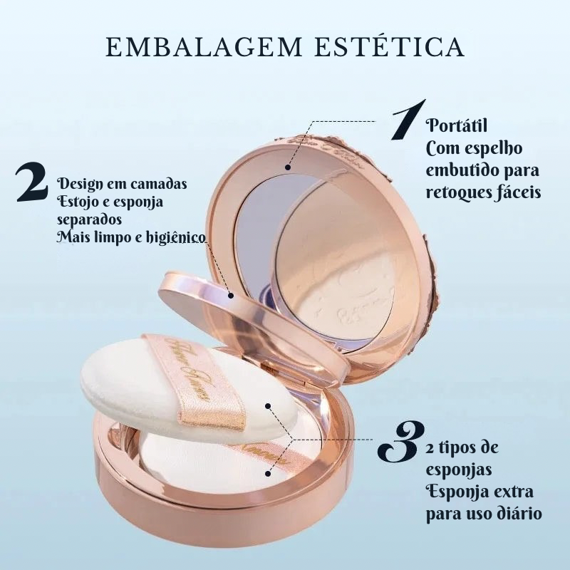 Pó Compacto Matte Flower Knows Moonlight Mermaid – Alta Fixação e Controle de Oleosidade