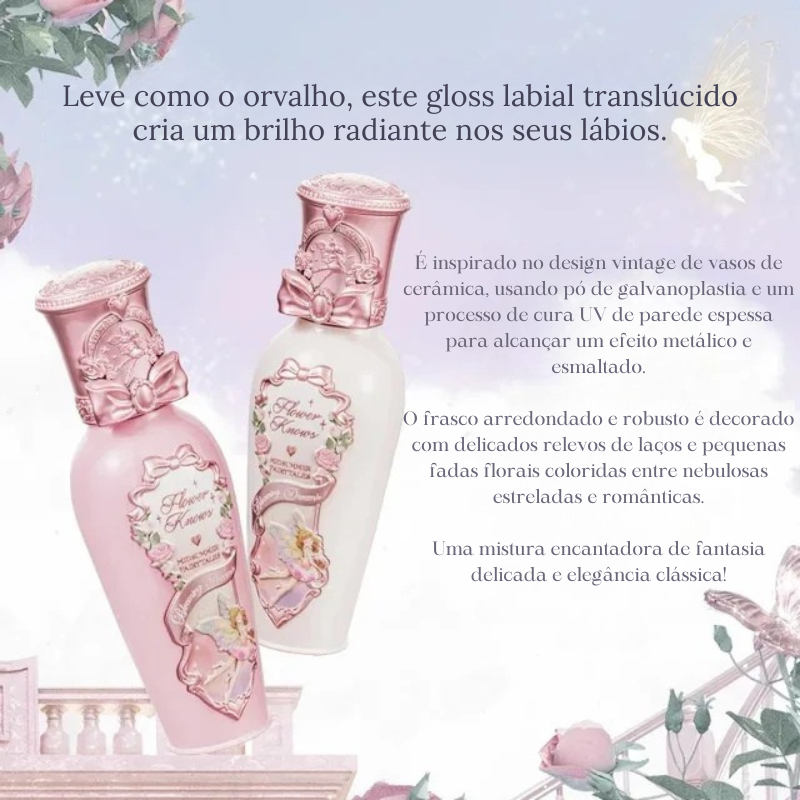 Lip Balm Gloss com Filme Protetor Flower Knows Midsummer Fairytales | Efeito Brilho Natural e Hidratação Profunda