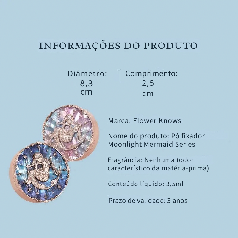Pó Compacto Matte Flower Knows Moonlight Mermaid – Alta Fixação e Controle de Oleosidade