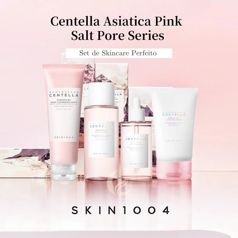 Kit Completo de Skincare Coreana com centella asiática e sal rosa