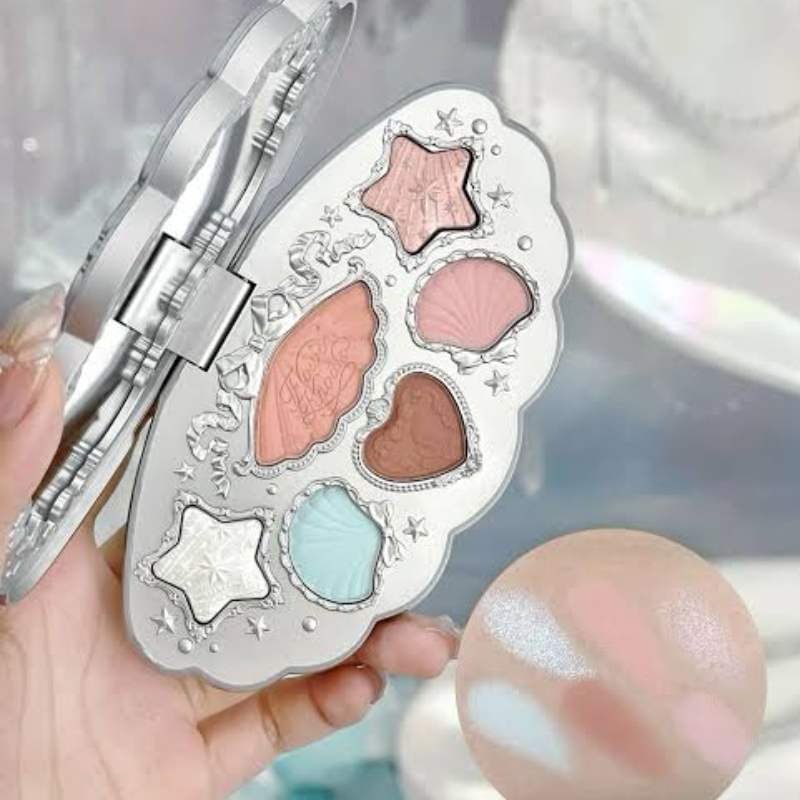 Paleta de Sombras Shell’s Jewel 6 cores Flower Knows – Acabamentos Matte, Shimmer e Glitter, à Prova d’Água
