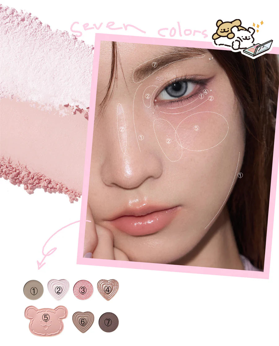 Paleta Tudo-em-Um para o Rosto Little Ondine – Blush, Iluminador, Contorno e Sombra