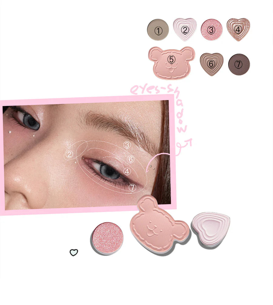 Paleta Tudo-em-Um para o Rosto Little Ondine – Blush, Iluminador, Contorno e Sombra