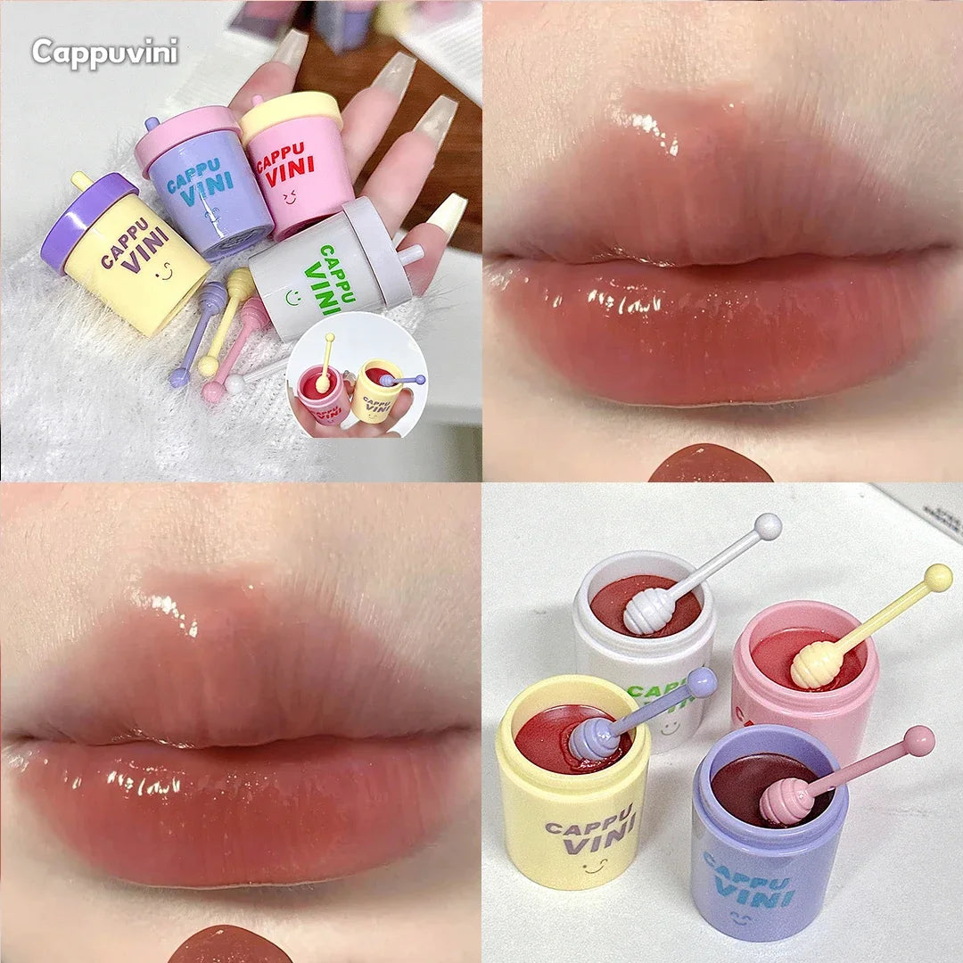 Bálsamo Labial Tintado Cappunivi Milk Tea Cup – Jelly Lip Balm com Aplicador, Hidratação e Cor Natural