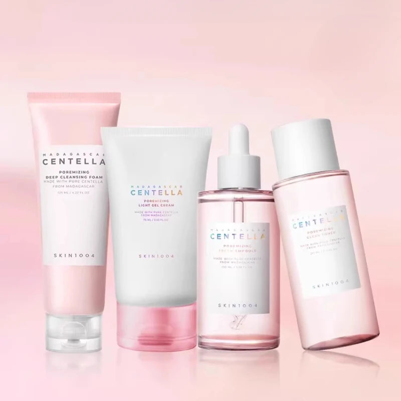 Kit Completo de Skincare Coreana com centella asiática e sal rosa