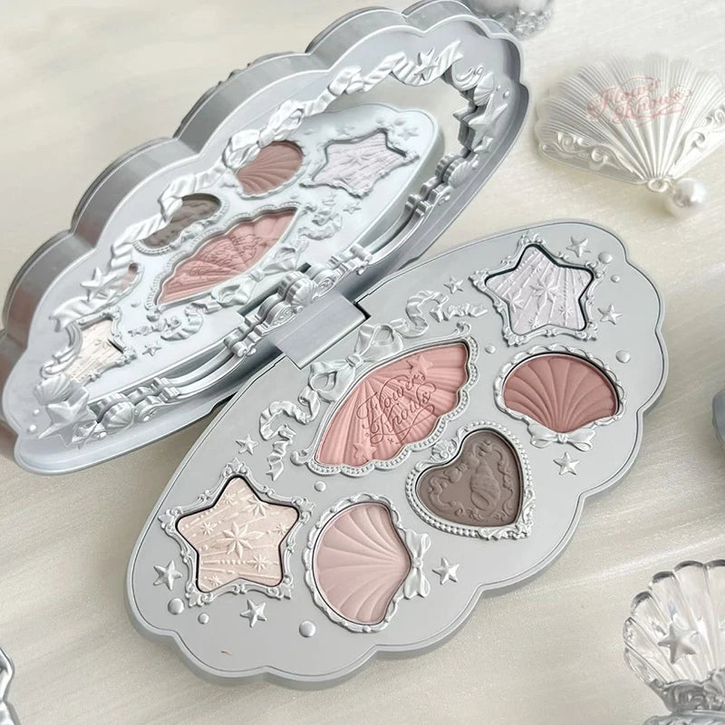 Paleta de Sombras Shell’s Jewel 6 cores Flower Knows – Acabamentos Matte, Shimmer e Glitter, à Prova d’Água