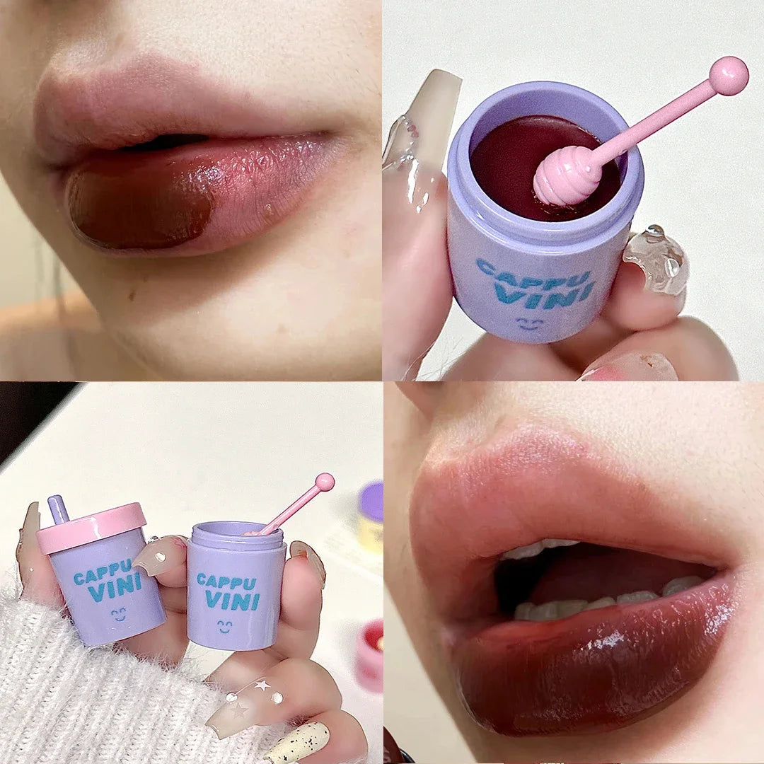 Bálsamo Labial Tintado Cappunivi Milk Tea Cup – Jelly Lip Balm com Aplicador, Hidratação e Cor Natural