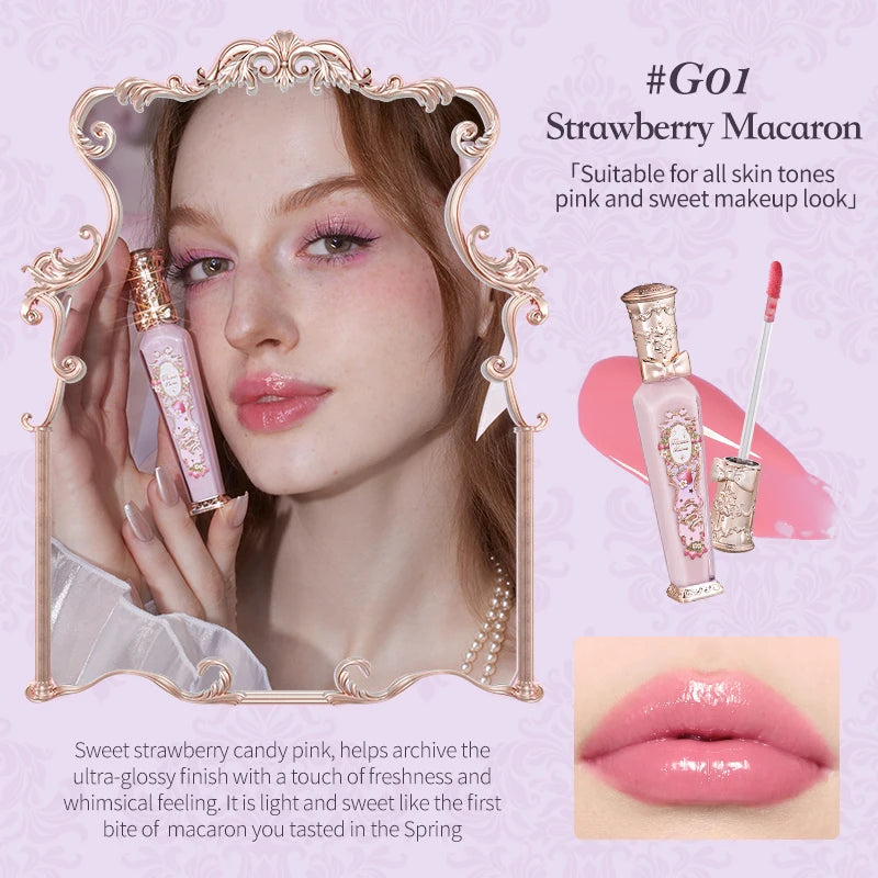 Flower Knows Strawberry Rococo Glowy Lip Gloss – Brilho Labial Hidratante com Efeito Espelhado