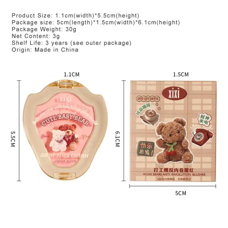Cartoon Bears Blush – Toque Suave e Cor Natural para um Glow Rosado de Boneca