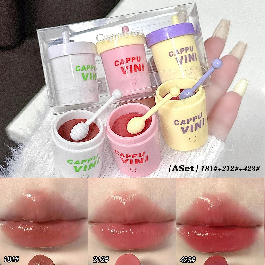 Bálsamo Labial Tintado Cappunivi Milk Tea Cup – Jelly Lip Balm com Aplicador, Hidratação e Cor Natural