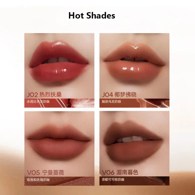 Batom Líquido Nude MISTINE com Efeito Matte Aveludado e Brilho Espelhado | Acabamento Glaze ou Jelly