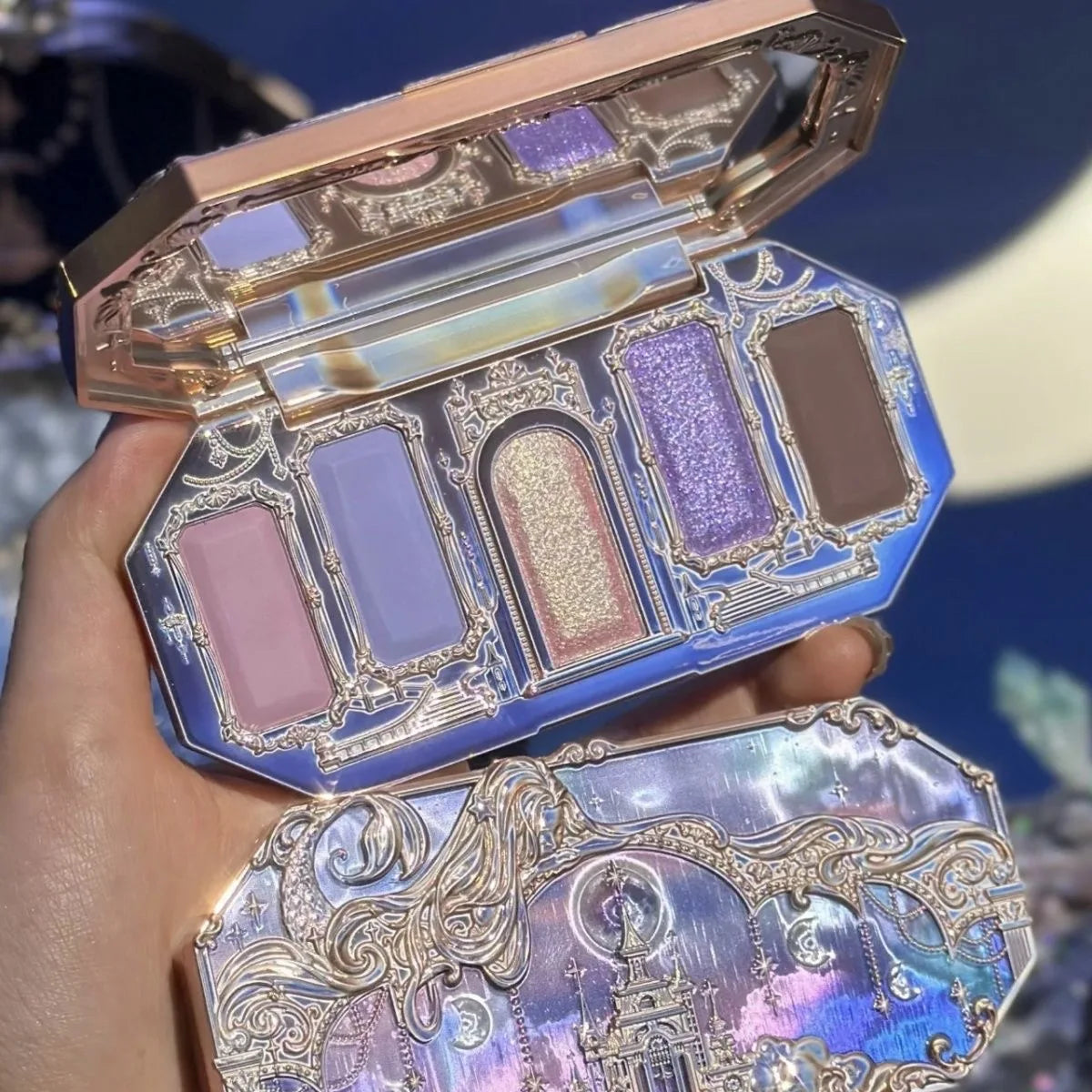 Moonlight Mermaid Palette – Flower Knows 5 Cores: Matte, Shimmer e Glitter com Efeito Camaleônico e Acabamento à Prova d’Água