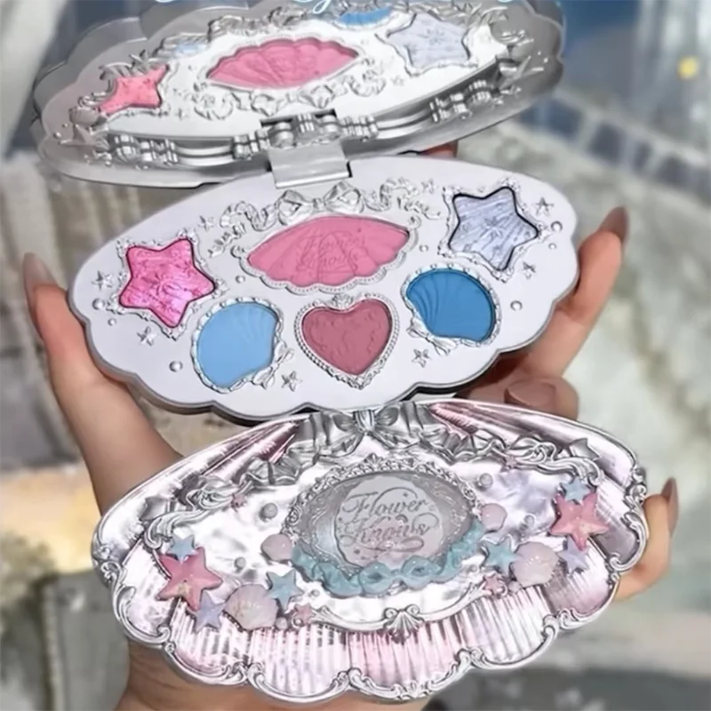 Paleta de Sombras Shell’s Jewel 6 cores Flower Knows – Acabamentos Matte, Shimmer e Glitter, à Prova d’Água