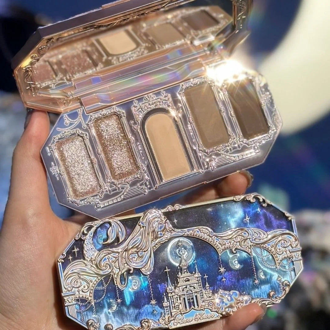 Moonlight Mermaid Palette – Flower Knows 5 Cores: Matte, Shimmer e Glitter com Efeito Camaleônico e Acabamento à Prova d’Água