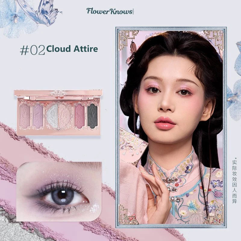 Paleta de Sombras Butterfly Cloud Flower Knows – Paleta 6 Cores Matte, Cintilante e Glitter