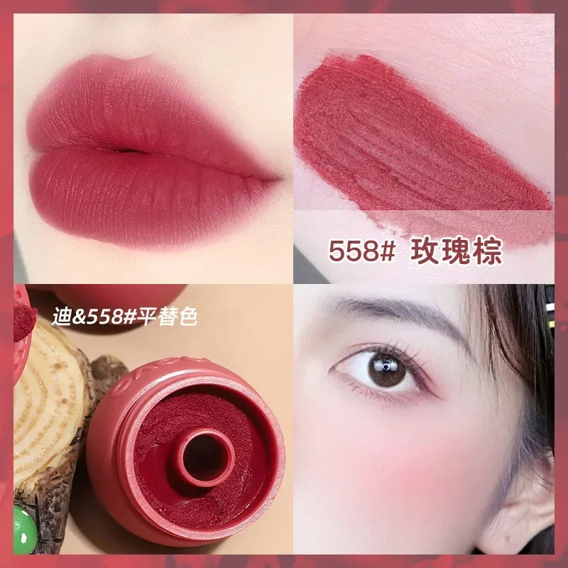 🍄 NOVO Small Mushroom Milk Jar Lipstick – Batom Matte Aveludado 3 em 1 Cogumelo