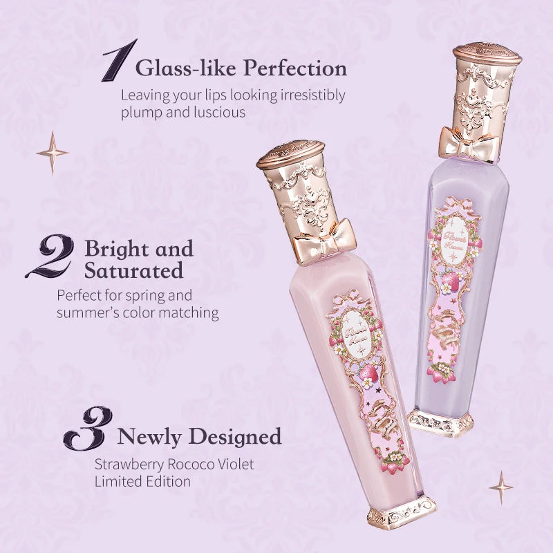 Flower Knows Strawberry Rococo Glowy Lip Gloss – Brilho Labial Hidratante com Efeito Espelhado