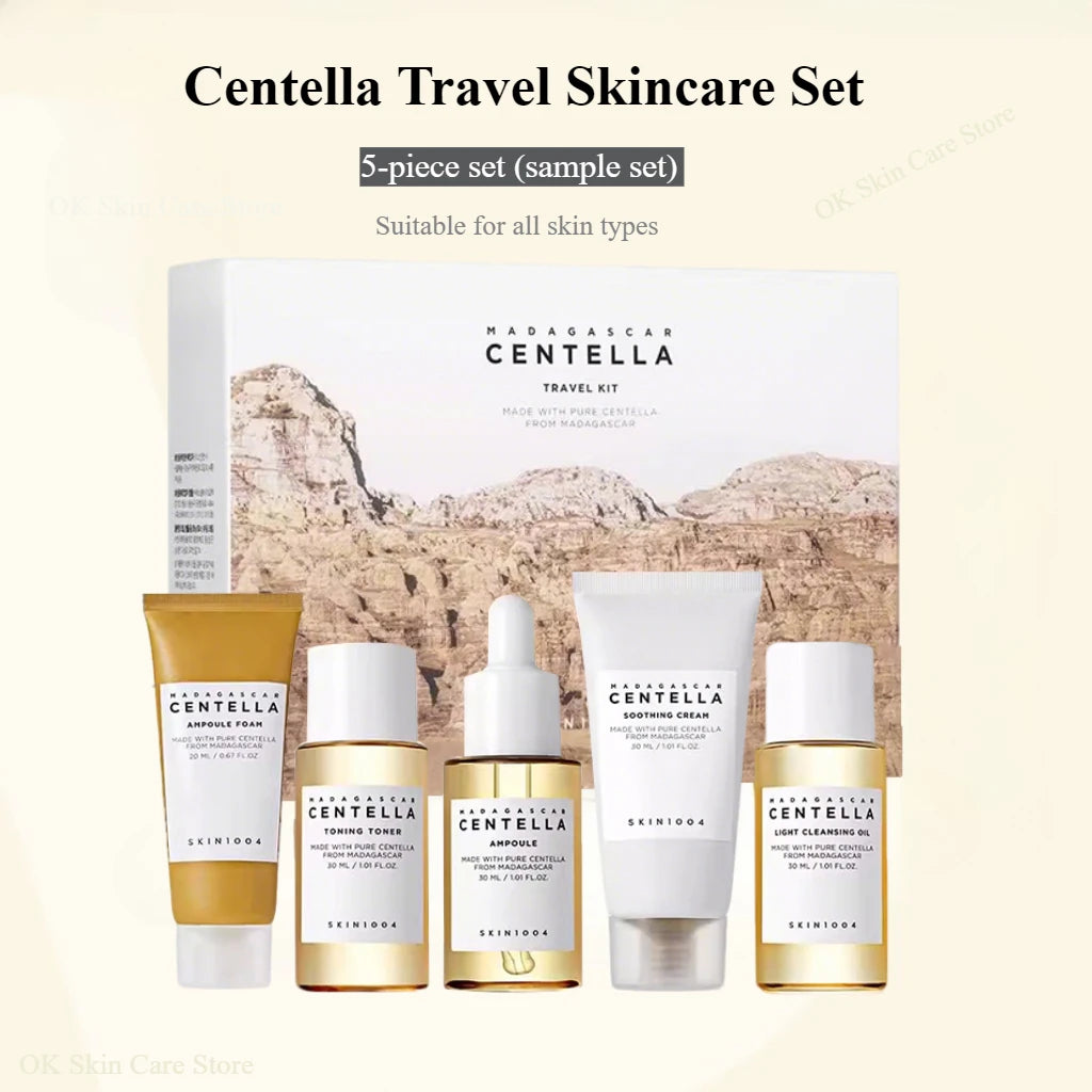 Kit de Skincare Coreano com Centella Asiática – Edição Viagem (5 Itens)