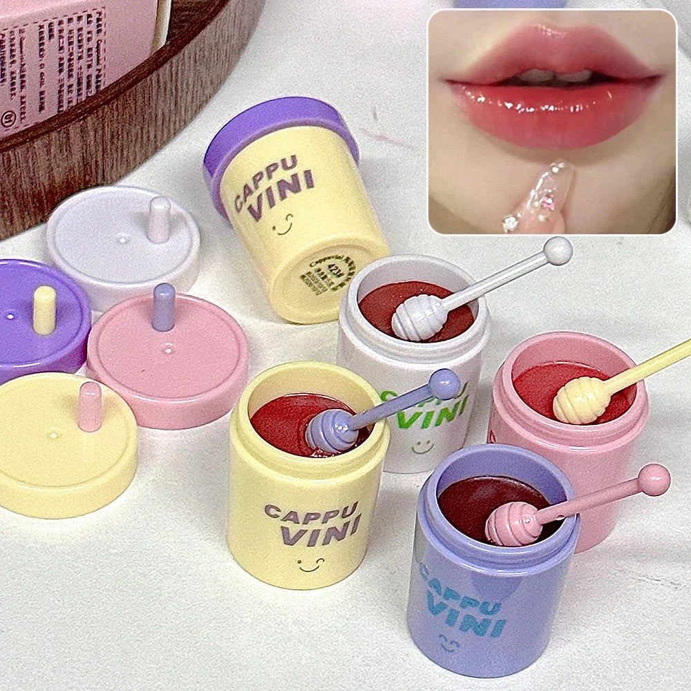 Bálsamo Labial Tintado Cappunivi Milk Tea Cup – Jelly Lip Balm com Aplicador, Hidratação e Cor Natural