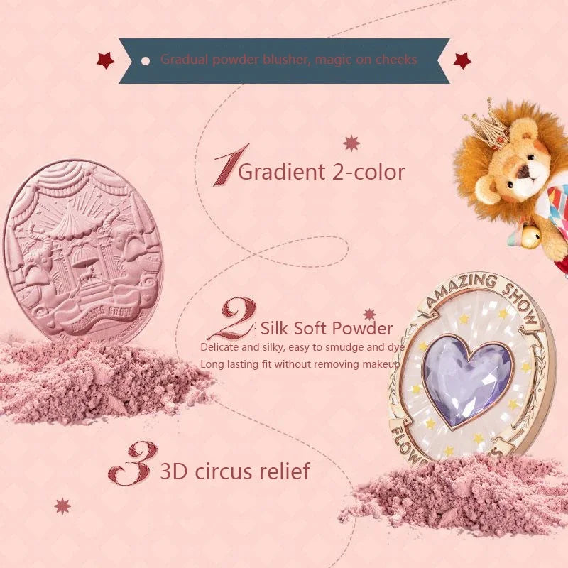 Blush em Pó Coreano Flower Knows Circus com Efeito Glow Natural e Acabamento Matte Suave | Edição Blue Purple Gradient