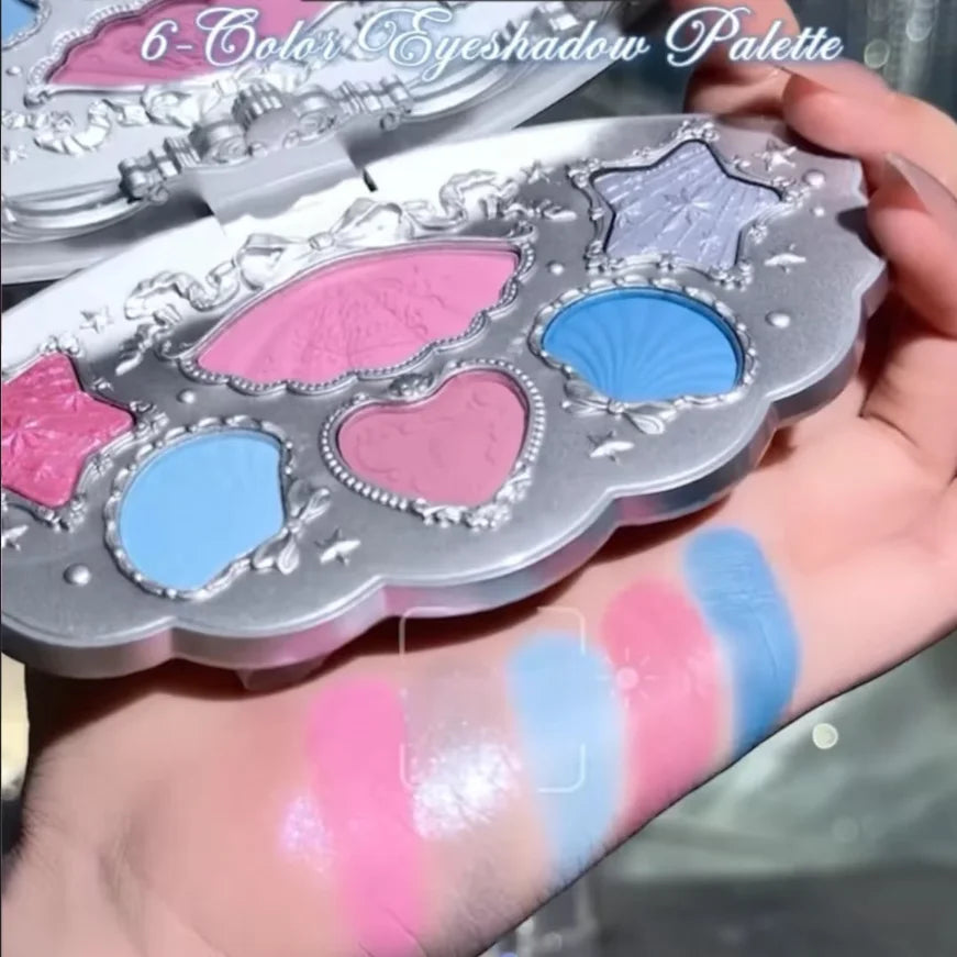 Paleta de Sombras Shell’s Jewel 6 cores Flower Knows – Acabamentos Matte, Shimmer e Glitter, à Prova d’Água
