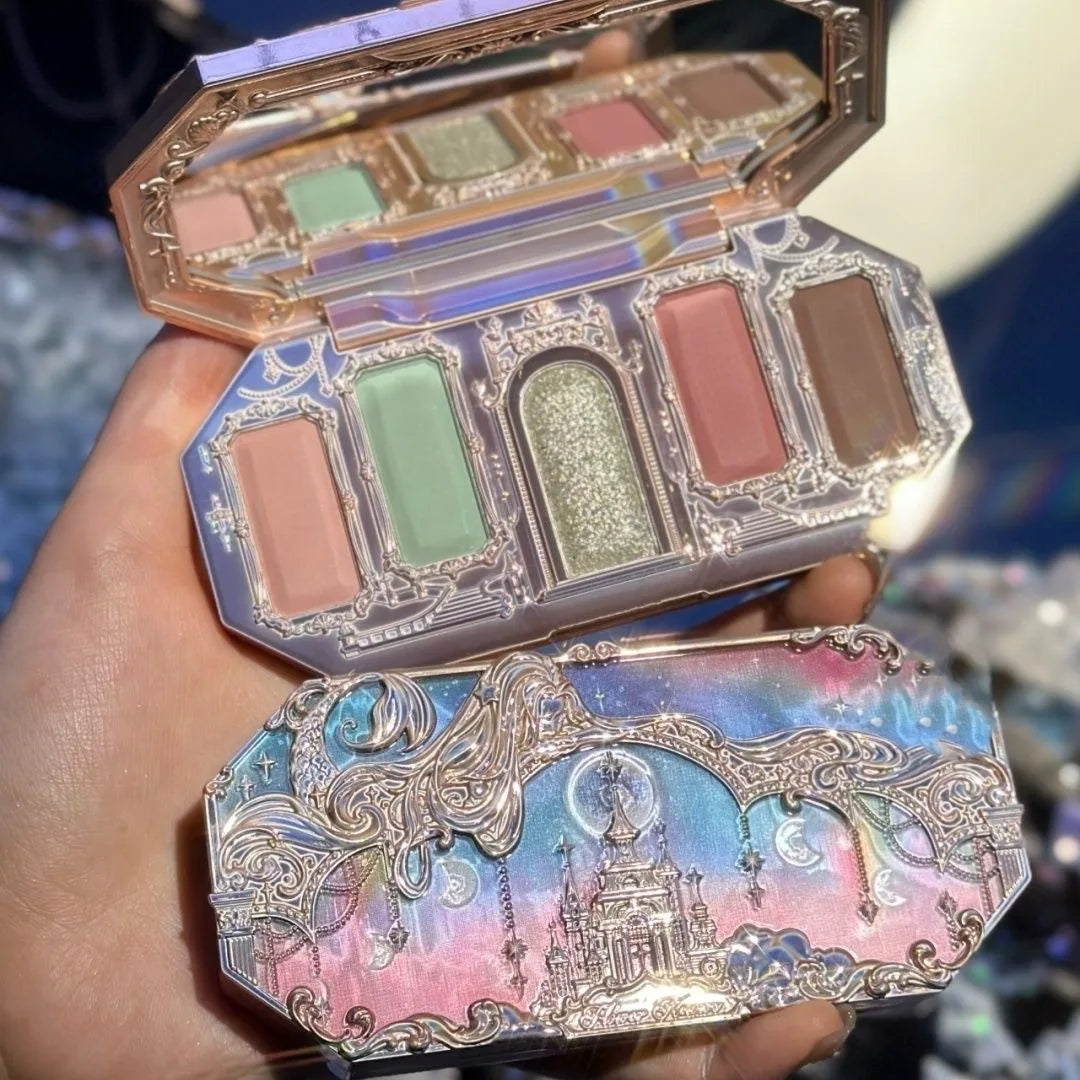 Moonlight Mermaid Palette – Flower Knows 5 Cores: Matte, Shimmer e Glitter com Efeito Camaleônico e Acabamento à Prova d’Água