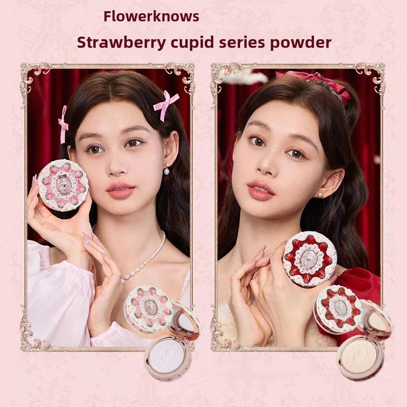 Flower Knows Strawberry Cupid Box – Kit de Maquiagem Completo com Estojo Presenteável | Paleta, Batom, Blush, Pó Compacto, Perfume e Mais | Edição Limitada