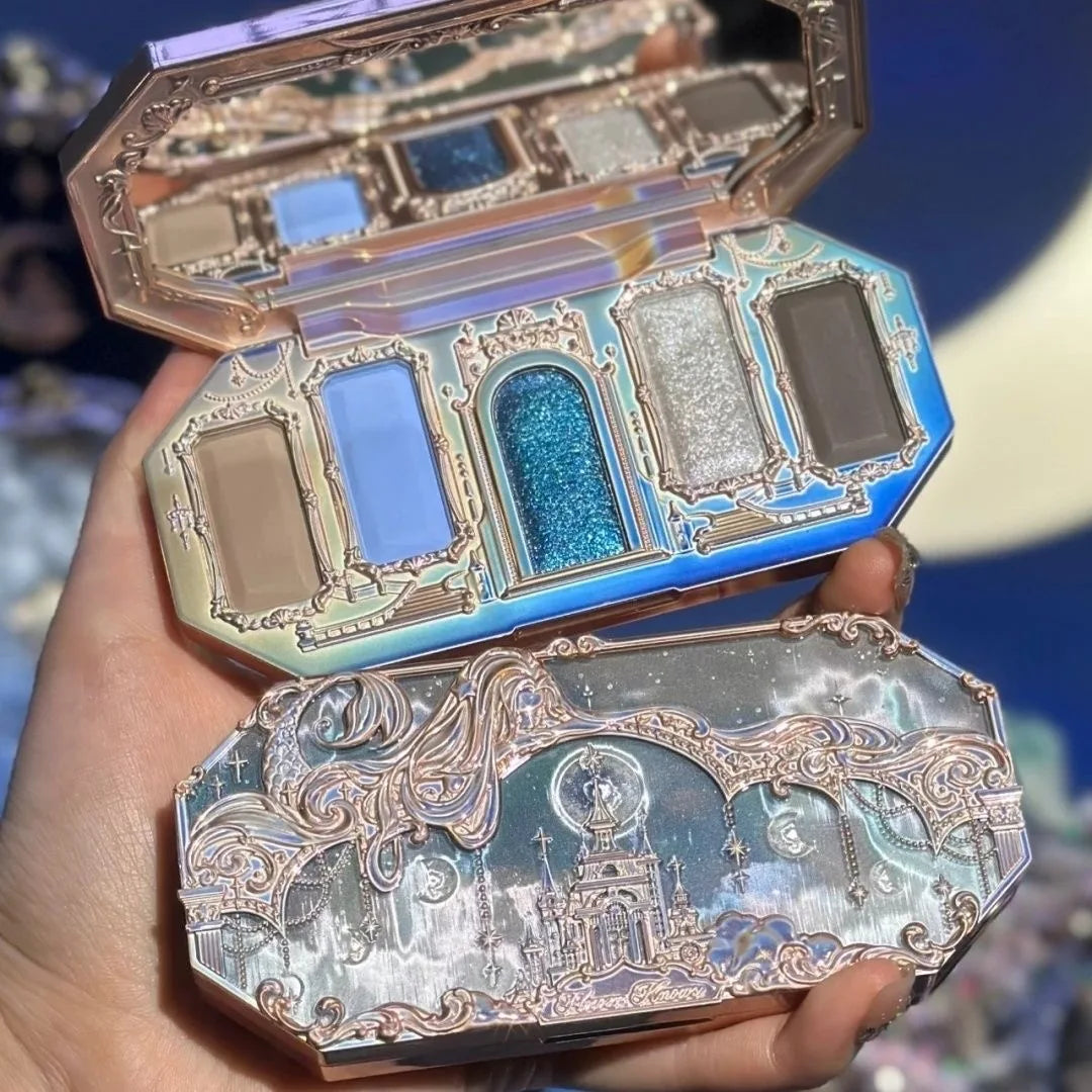 Moonlight Mermaid Palette – Flower Knows 5 Cores: Matte, Shimmer e Glitter com Efeito Camaleônico e Acabamento à Prova d’Água