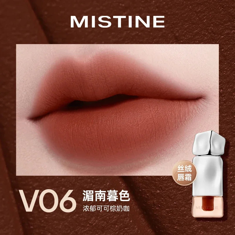 Batom Líquido Nude MISTINE com Efeito Matte Aveludado e Brilho Espelhado | Acabamento Glaze ou Jelly
