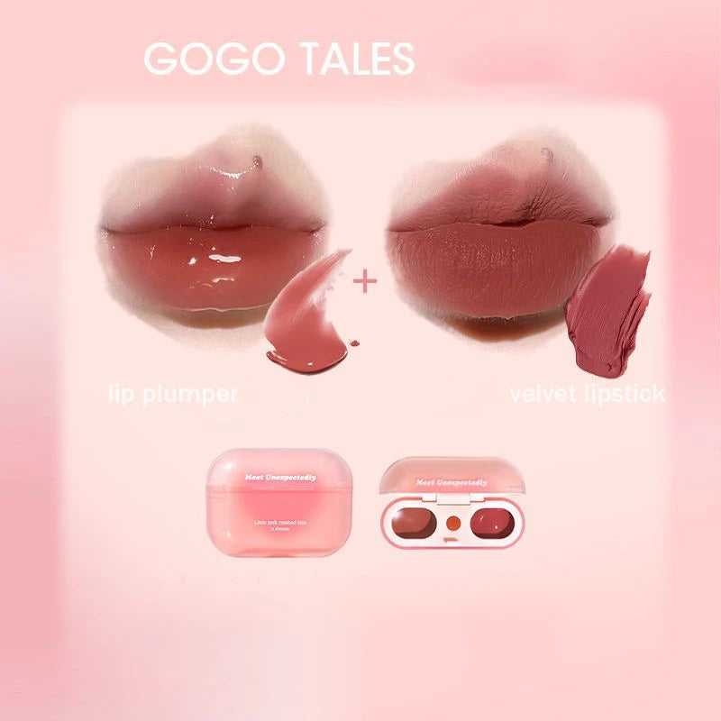 Gloss Labial Duplo GOGO TALES airpods – Efeito Vidro com Conforto de Manteiga