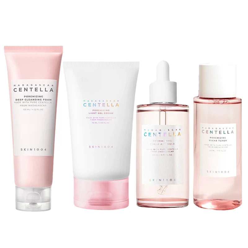 Kit Completo de Skincare Coreana com centella asiática e sal rosa