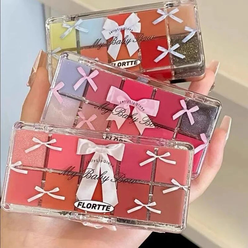 Paleta de Gloss Labial FLORTTE Peng Princess Jelly – 10 Cores Hidratantes